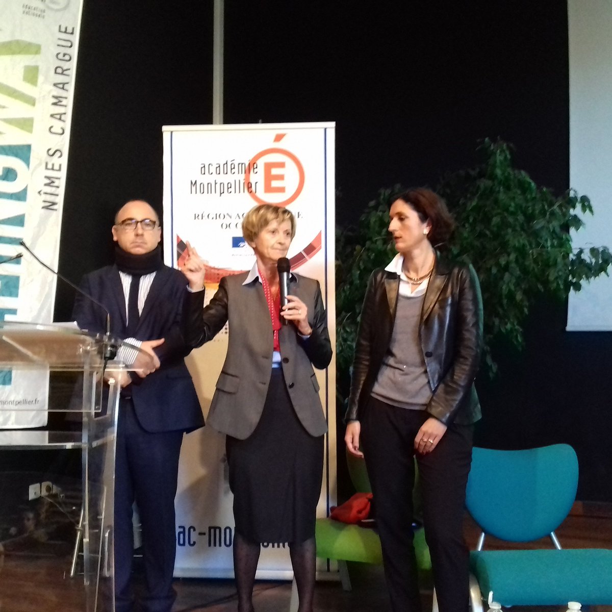 acmontpellier's tweet photo. Recteur Armande Le Pellec Muller @acmontpellier : " Cette semaine est un temps fort pour l'Ecole et l'Entreprise, une belle semaine pour travailler ensemble !", avec Eric Giraudier président @Upe30, Sophie Garcia présidente @MedefOccitanie lancement Semaine Ecole-Entreprise https://t.co/c5sMdlS17O