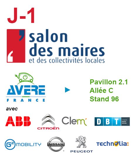 AvereFrance's tweet photo. J-1 Salon des Maires - Porte de Versailles - Paris - Retrouvez l'@Avere-France demain dès 9h > stand C96 Pavillon 2.1 avec @ABBFrance @DBTCEV @Clem_mobi @g2mobility @technolia54 @CitroenFrance @Peugeot @nissanfrance
https://t.co/6ucRkMUEZy https://t.co/PKCVZAA02b