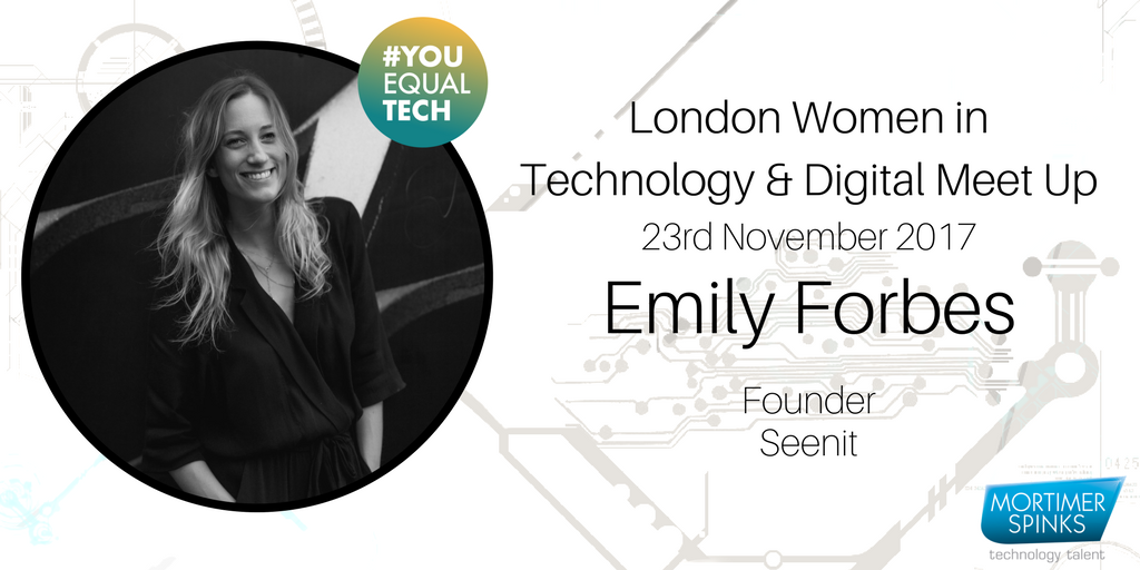 QuoteHerTech's tweet photo. We are so excited to hear @_EmilyForbes the founder of Seenit speaking at our November London #Womenintech and #Digital meet up on the 23rd November hosted by @BrightTALK for more info check out the meet up page: https://t.co/vj3r71YqZl #YouEqualTech https://t.co/ndfu3UsTHZ