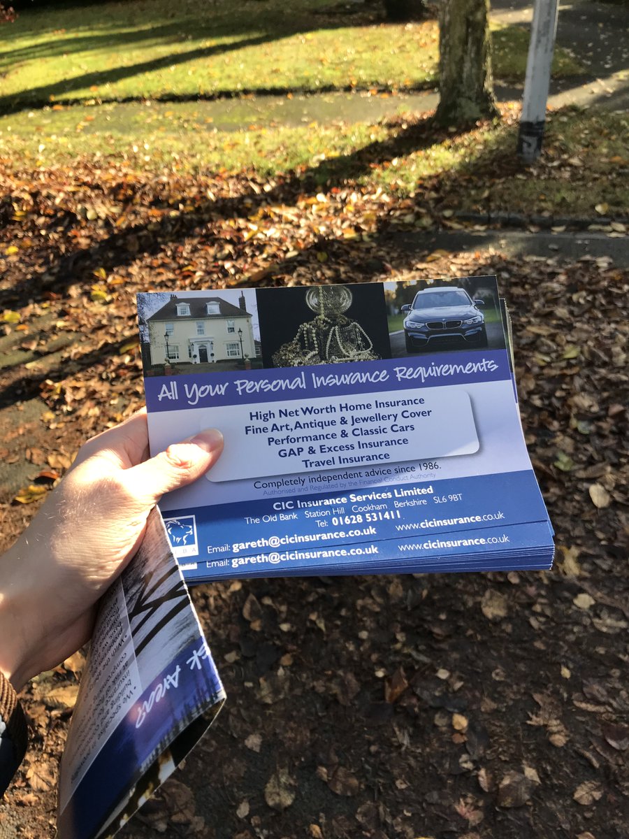 CICInsuranceLtd's tweet photo. We were busy last week delivering our new flyers to the local neighbourhoods - it was a lovely Autumn day! #FloodRE #HomeInsurance #FloodInsurance #HighNetWorth https://t.co/5tqljGSTKM