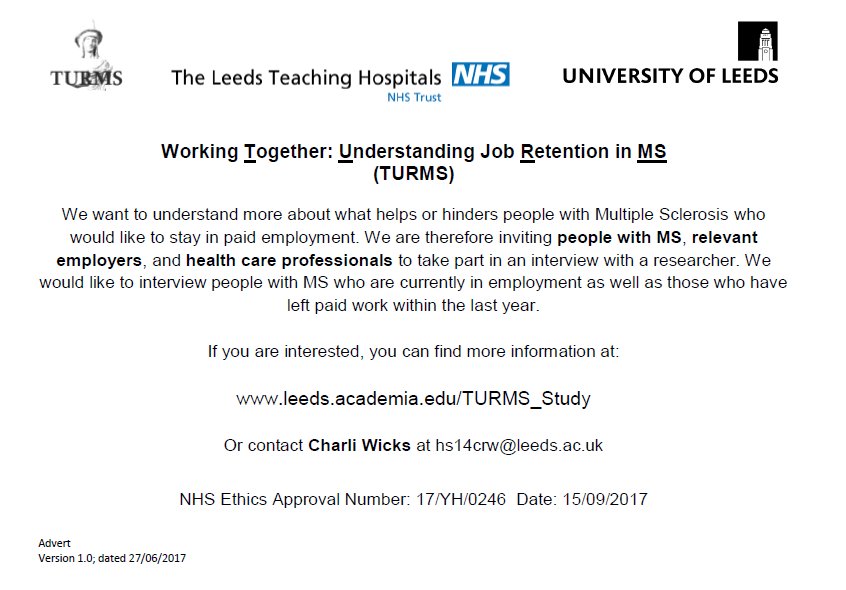 TURMS_Study's tweet photo. For more information visit: https://t.co/B6ClAjysGF #MS #MSresearch #employment #whywedoresearch @shiftms https://t.co/2uiSC0zDM4