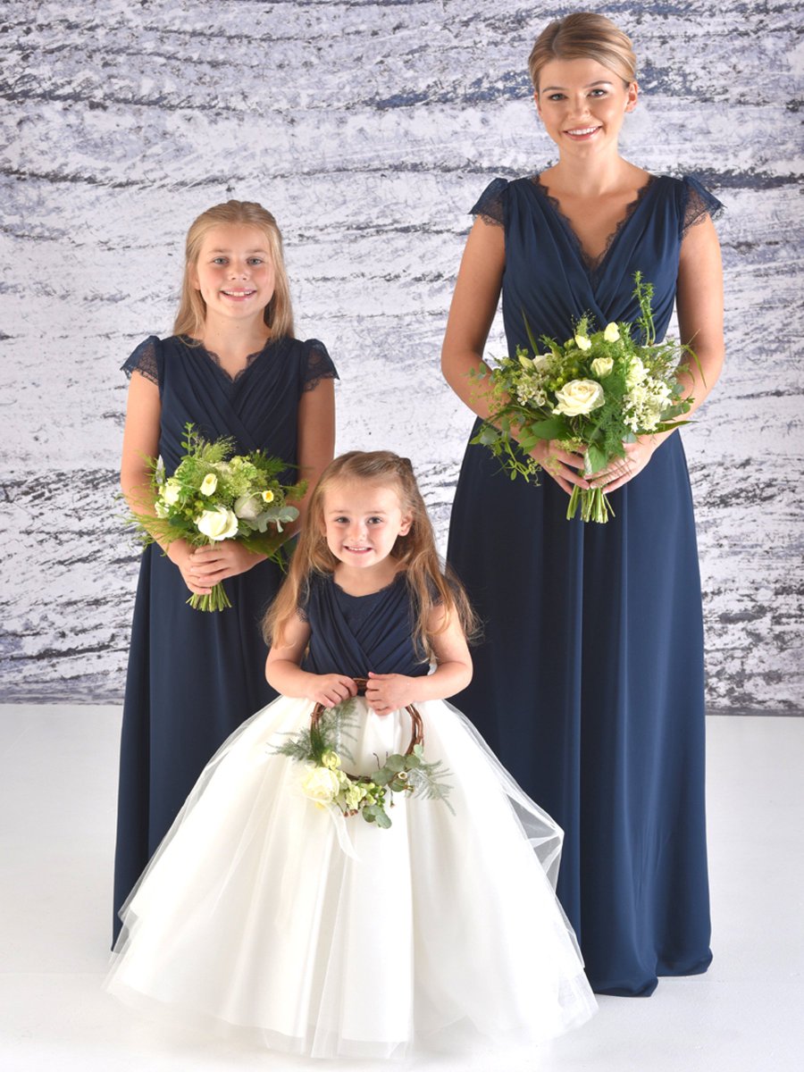 georgiabridaluk's tweet image. Did you know that all of our bridesmaid dresses come with matching junior and flowergirl styles? Style 2283 is one of our favourites, a soft chiffon style with a keyhole back finished with lace sleeves shown in Midnight #bridesmaid #weddings
