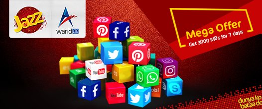 jazzpk's tweet photo. #Jazz &amp; #Warid bring you a big offer! Get #3000MBs at just Rs. 160, for 7 days! For details, Visit: https://t.co/qHh7m8qEdh https://t.co/aoizrgj4Rm