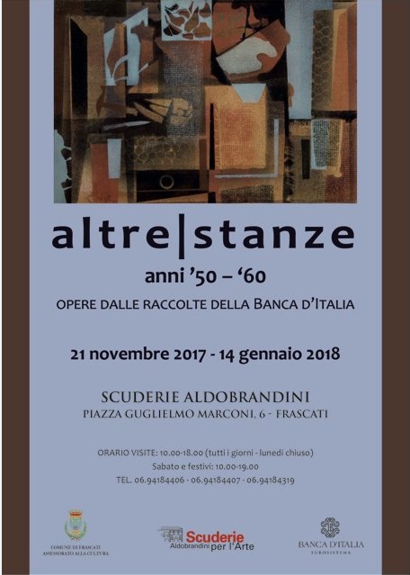 UfficioStampaBI's tweet photo. #AltreStanze in mostra alle Scuderie Aldobrandini dipinti e sculture che hanno segnato gli sviluppi dell’arte contemporanea in Italia #Fontana #DeChirico #Guttuso #Mambor dalla raccolta d’arte di #Bankitalia anni ‘50e’60, con il Comune di Frascati. Fino al 14 gennaio https://t.co/D6HL1vGcBj