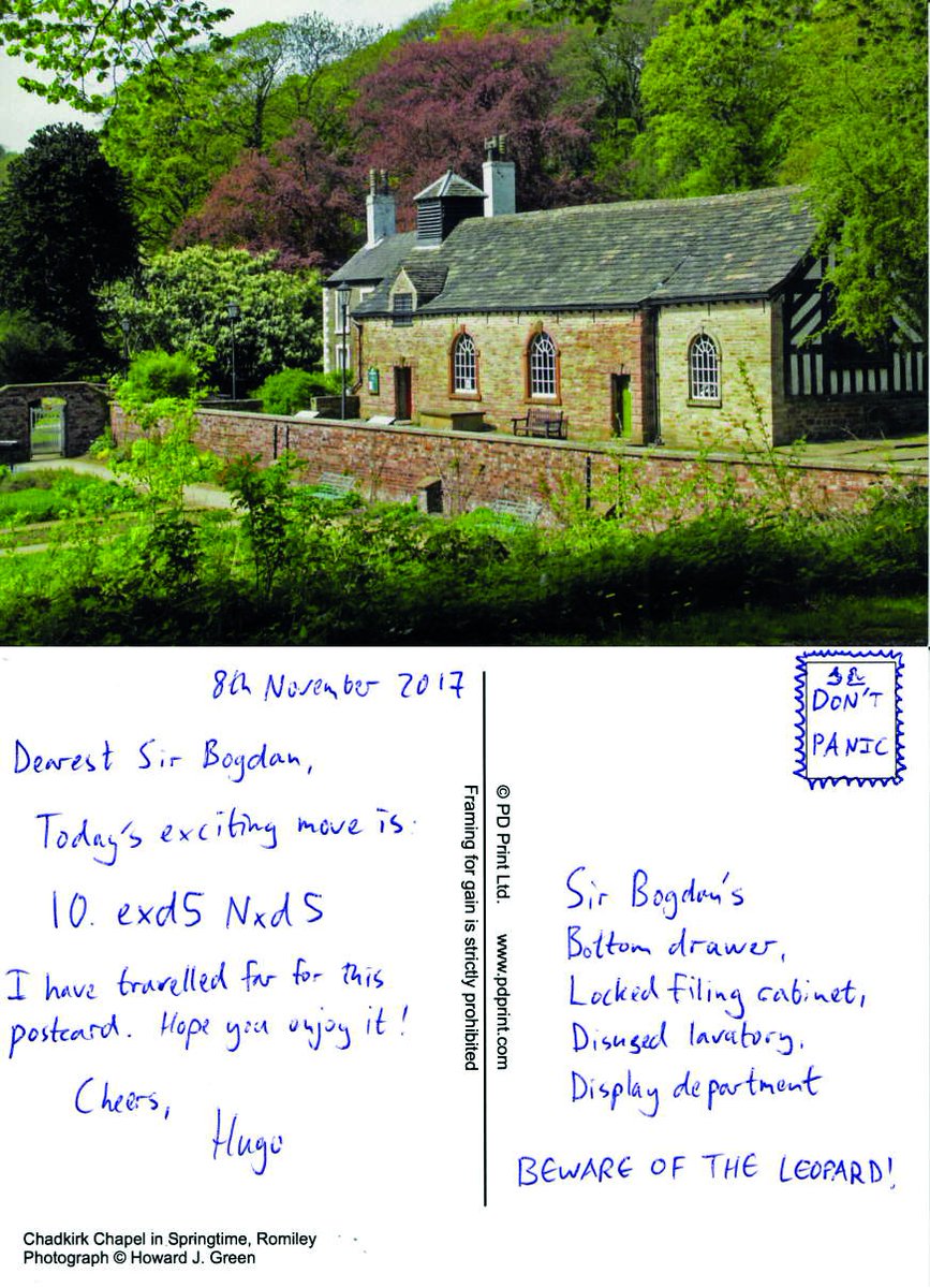 postcardchess's tweet photo. 10. exd5 (Pula, #Croatia) Nxd5 (Chadkirk Chapel, Romiley, United Kingdom). https://t.co/Ju0kXC4ihV