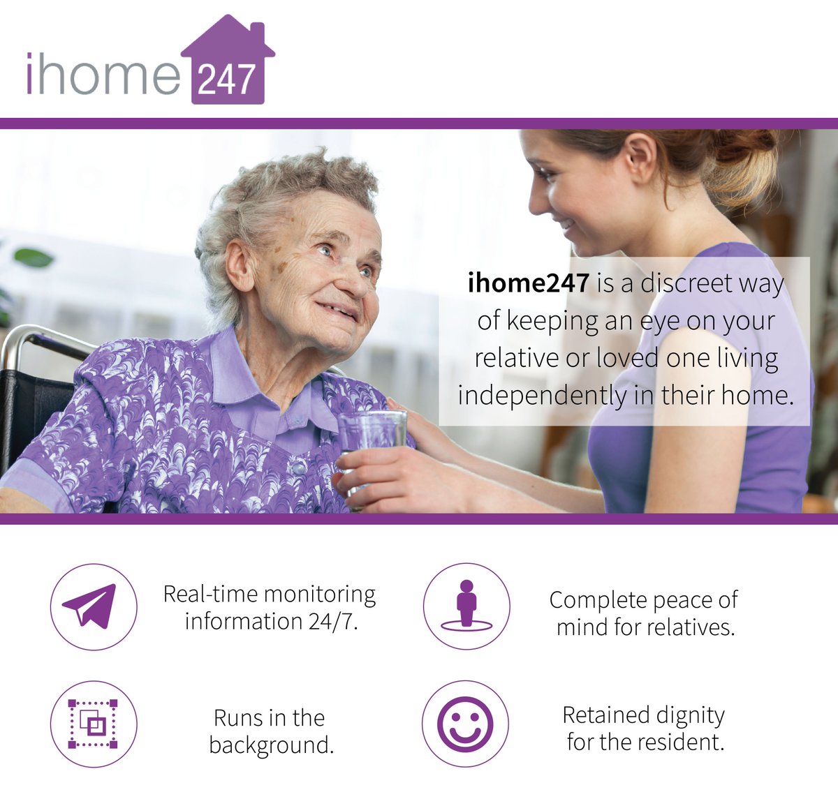 HSP_housing's tweet photo. 💜 #iHome247 is an ambient care monitoring app which enables #independentliving for the elderly, maintaining their dignity whilst providing complete peace of mind for their families. To find out more visit https://t.co/0ZYiWavJxK #ukhousing #socialcare https://t.co/Gf7Vznvklv
