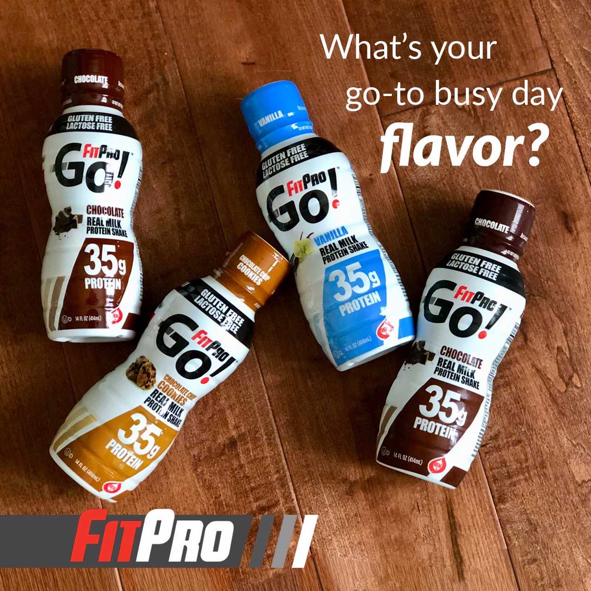 FitProUSA's tweet photo. Share your favorite flavor in the comments below & tag a friend for a chance to win a 12 Count Case of FitPro Go! #fitprousa #protein https://t.co/VMn3w5g0qC