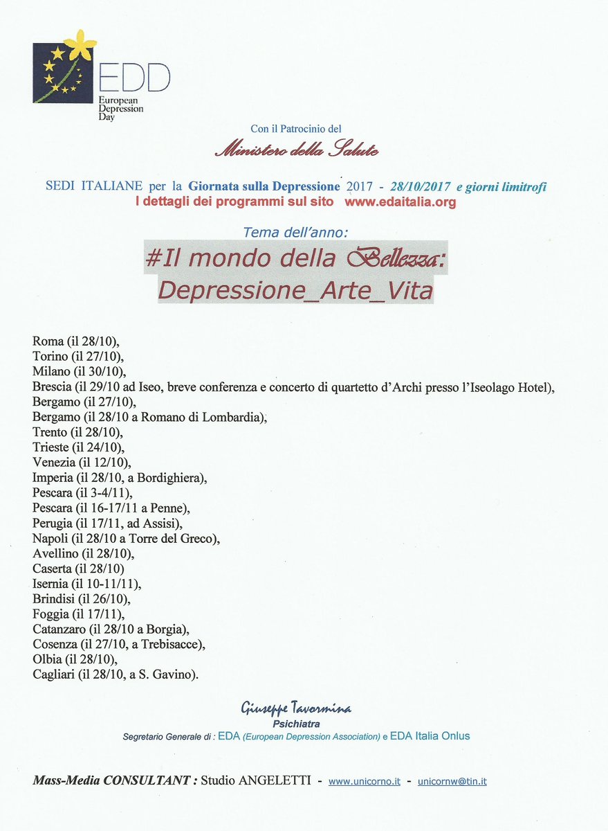EDAItalia's tweet photo. Anche quest'anno gran seguito in tutte le 23 sedi della Giornata sulla Depressione in Italia (https://t.co/RXP4Acek7j)! https://t.co/4ObsHlpAnf