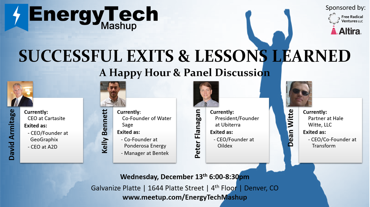 Energy Tech EXITS Panel Announced...Hope you can join us! Register at meetu.ps/3dYZXm