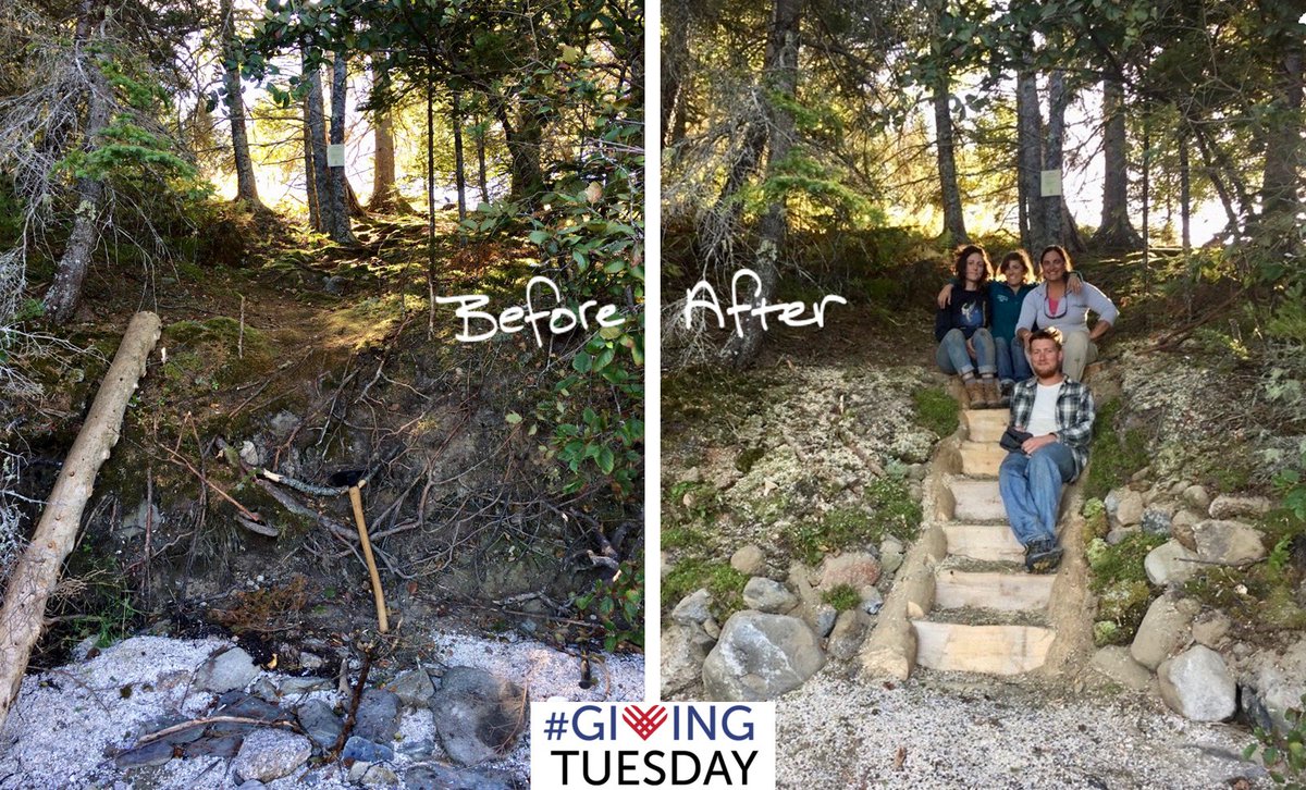 MCHT_org's tweet photo. Stairs make it easier to get from here to there. Our crews work hard to get you from the parking lot to some of the most beautiful coastline in Maine. Your donation on #GivingTuesday, Nov. 28, will help fund two new miles of trail! Help us meet our goal of $12,000. https://t.co/2G364z2F0m