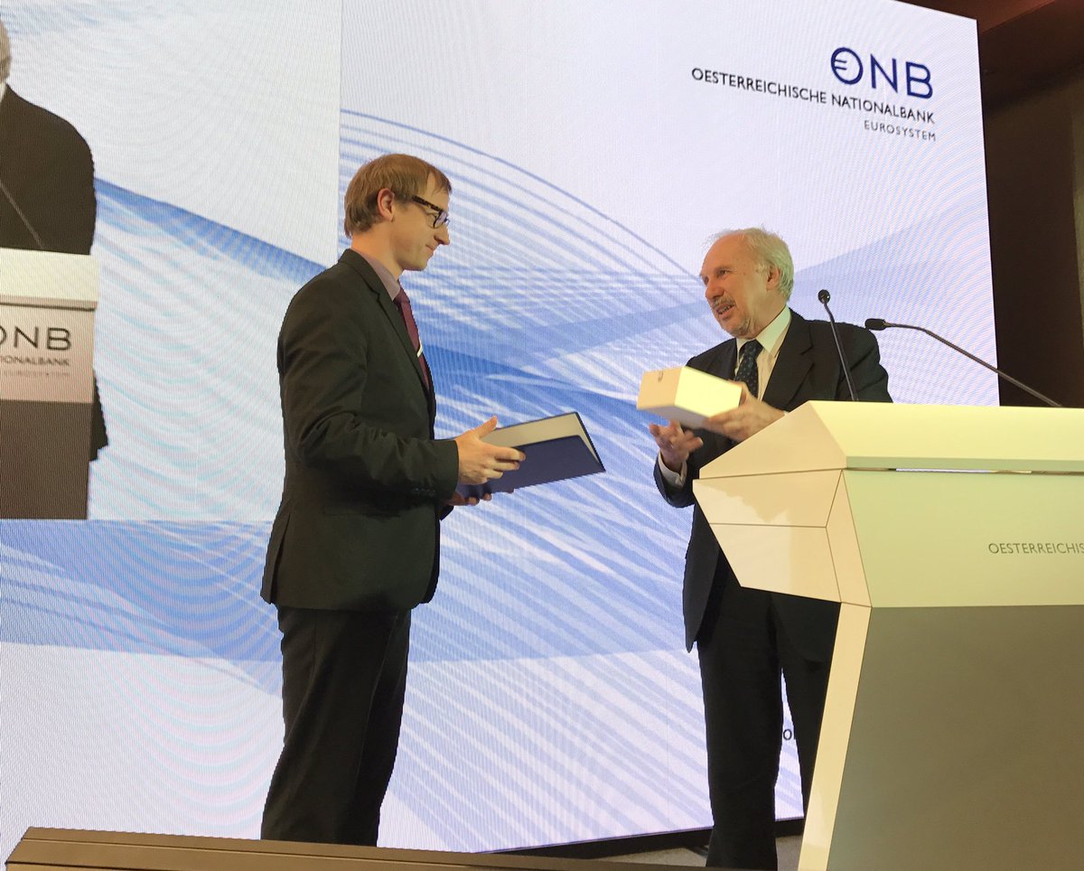 oenb's tweet photo. Gouv. #Nowotny annouces the winners of the this years #OlgaRadzynerAward to young economists from #CEESE for excellent scientific work on #European economic integration https://t.co/MRq4NMr1pp https://t.co/b67fZVurre