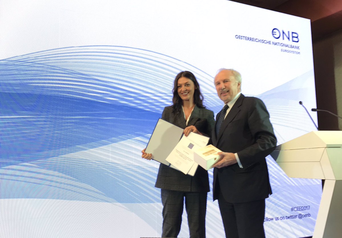 oenb's tweet photo. Gouv. #Nowotny annouces the winners of the this years #OlgaRadzynerAward to young economists from #CEESE for excellent scientific work on #European economic integration https://t.co/MRq4NMr1pp https://t.co/b67fZVurre