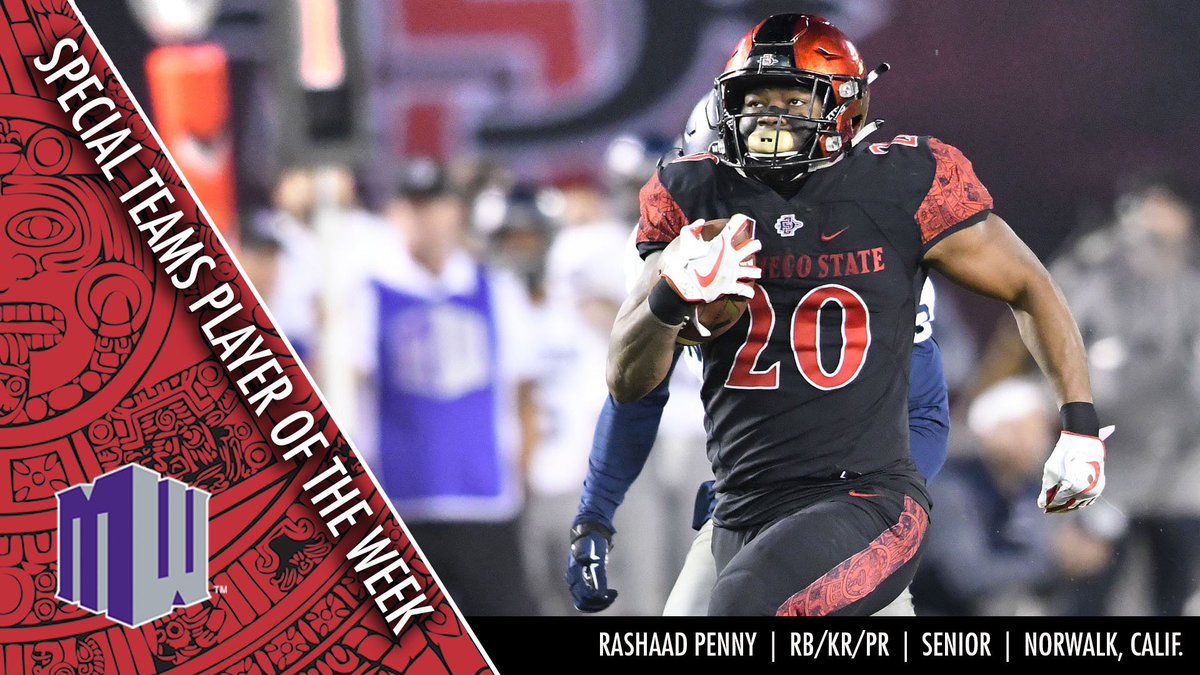 Congrats to Rashaad Penny for being named the Mountain West Special Teams P...