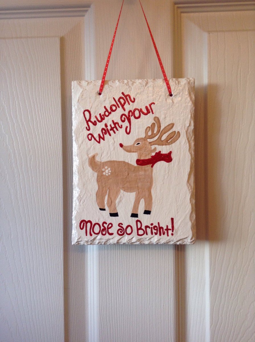 SheilasGardens's tweet photo. #etsy shop: Hand painted Rudolph with your nose so bright slate sign.  #homedecor #christmas #rudolphsign https://t.co/XEVjinJOCh https://t.co/1SnLS58gD3