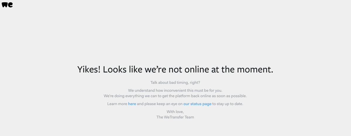LucioLuci's tweet photo. Voi andate nel panico quando c'Γ¨ il #Facebookdown, ma Γ¨ molto piΓΉ tragico ora che c'Γ¨ il #wetransferdown. π± https://t.co/QmirCSkcOG