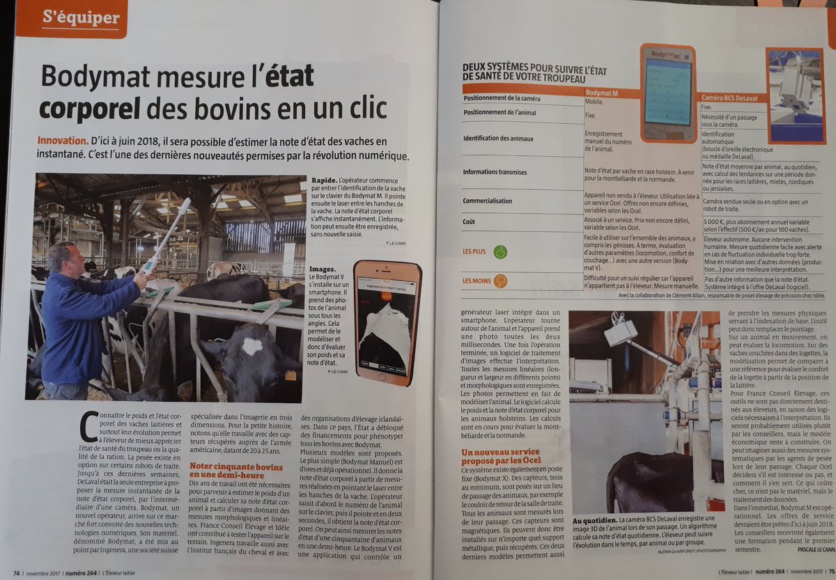 Eliance_Elevage's tweet photo. [Article presse]  à lire sur👉 @LEleveurlaitier #bodymat @InstitutElevage    #conseilélevage #innovation #bovins https://t.co/2Fw8uw70ma