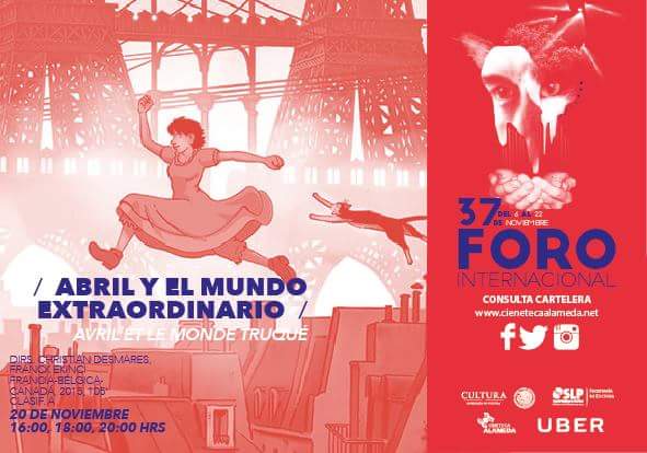 CinetecaSLP's tweet photo. Hoy no te pierdas #AbrilYElMundoExtraordinario. #37Foro. https://t.co/x3mLTO2Anl