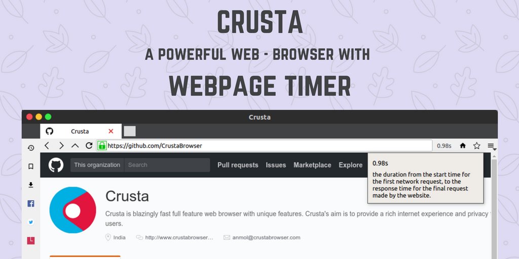 CrustaBrowser's tweet photo. Crusta - browser with webpage timer and lot more built in features ... download now!
https://t.co/wzlO8j8ubj
#crustabrowser #cometocrusta https://t.co/b6Uj6siS0m
