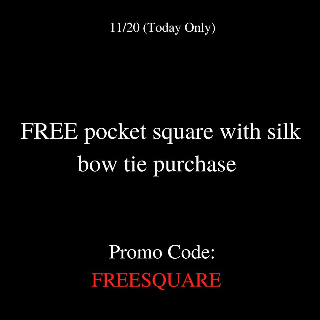 MRashoid's tweet photo. FREE pocket square w/ purchase of silk bow tie! (Today Only) Promo: FREESQUARE @ https://t.co/go7qatDWxU #bow tie #necktie #menswear #gq #gqstyle #nyc #fashionblogger #stylist #stylblogger https://t.co/fgcJKJp2cL