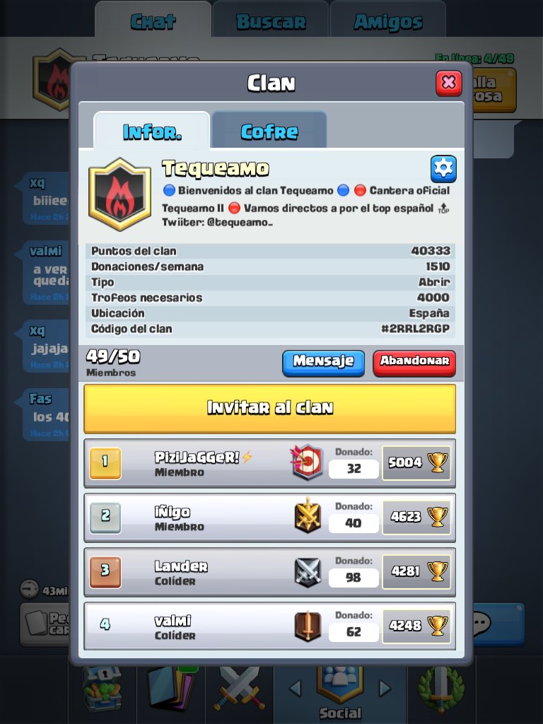 tequeamo_'s tweet photo. Unanse gente que tenga como mínimo 4.000 trofeos #RT #ClashRoyale #Clantequeamo https://t.co/8n21ZiYsgW