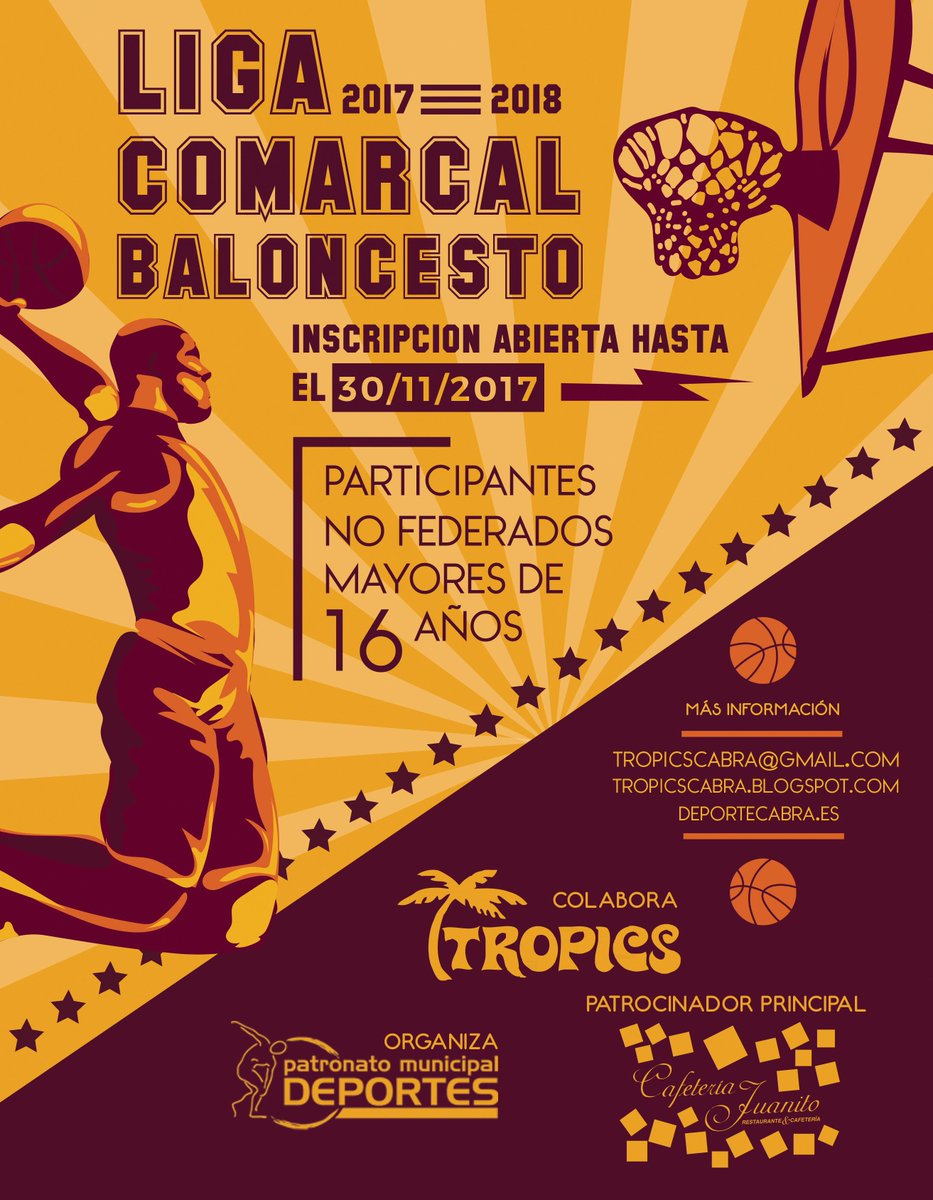 TropicsCabra's tweet photo. ¡¡¡La #IVLigaComarcal se pone en marcha!!! Queda abierto el plazo de inscripción, hasta el próximo día 30. +info: https://t.co/oWAVpNA4Ox https://t.co/xiwSbFNC35