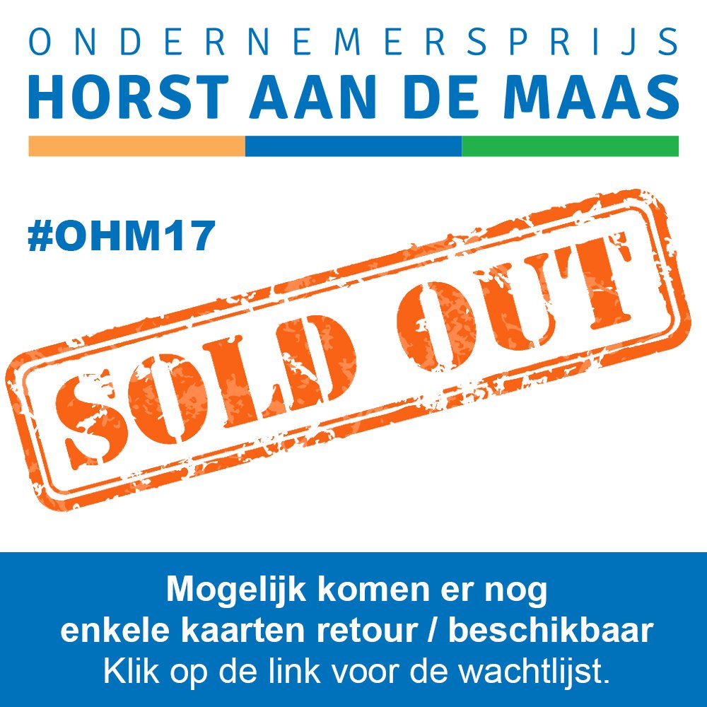 Ondernemerprijs's tweet photo. UITVERKOCHT! 650 ondernemers zijn er weer bij donderdag! Wij hebben er zin in. 😁 #OHM17
Mocht u zich op onze wachtlijst willen plaatsen voor het geval er kaarten retour komen, dan kan dat via onze website https://t.co/gyna7Y5JHW. https://t.co/omBadx9jFj