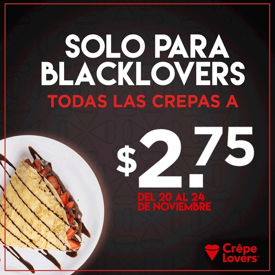CrepeLovers's tweet photo. ¡Hoy comienza la #BlackWeek para los #BlackLovers! ❤😍❤😍❤ https://t.co/EC9LMqZQH8
