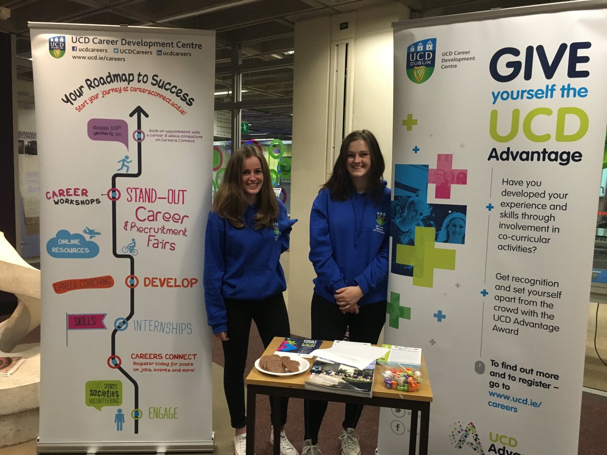 ElishCarr's tweet photo. On your way to/from the Library? Our @UCDCareers Ambassadors Aisling &amp; Juliette are outside till 3 today with Career Development advice,..... https://t.co/2SQSY3bJc2
