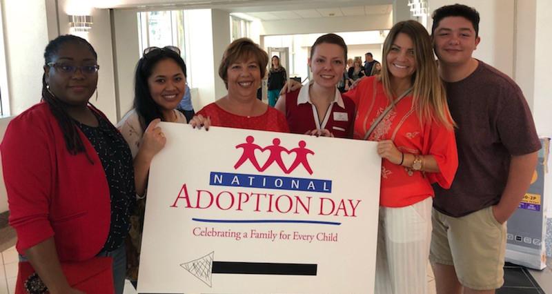 SunHealthFL's tweet photo. Sunshine Health's Child Welfare Specialty Plan staff enjoyed supporting the National Adoption Day event in Broward County on Saturday.  What an amazing day witnessing 61 forever families being made official! #NationalAdoptionDay #ForeverFamily https://t.co/ihGiETvW8r