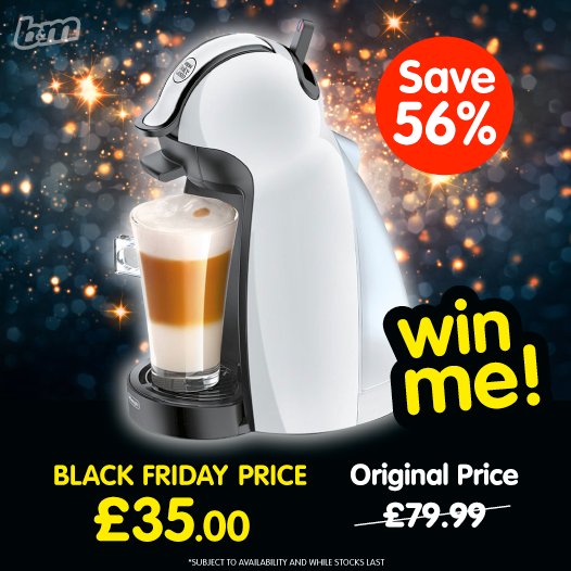 bmstores's tweet photo. Our 1st BIG Black Friday reveal is this AMAZING Nescafe Dolce Gusto Coffee Maker!

To enter this #COMPETITION simply FOLLOW and RT for a chance to WIN it! 

Competition ends 8am 21.1.17!

https://t.co/CqqWffeXJR https://t.co/Vo7wN7FOnn