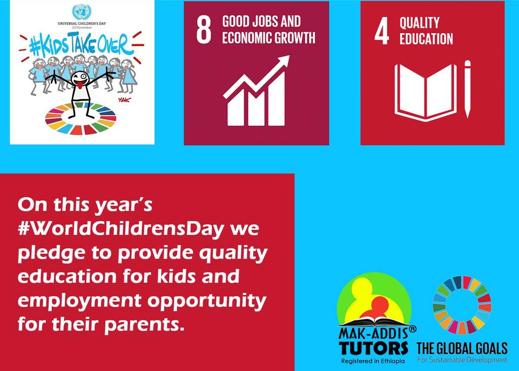MakTutors's tweet photo. On this #WorldChildrensDay we promise to provide quality education for kids and employment opportunity for their parents.  
#Ethiopia #AddisAbaba 
#SDG8 #SDG4  #SDGs #SDG https://t.co/uslfkfI3vN