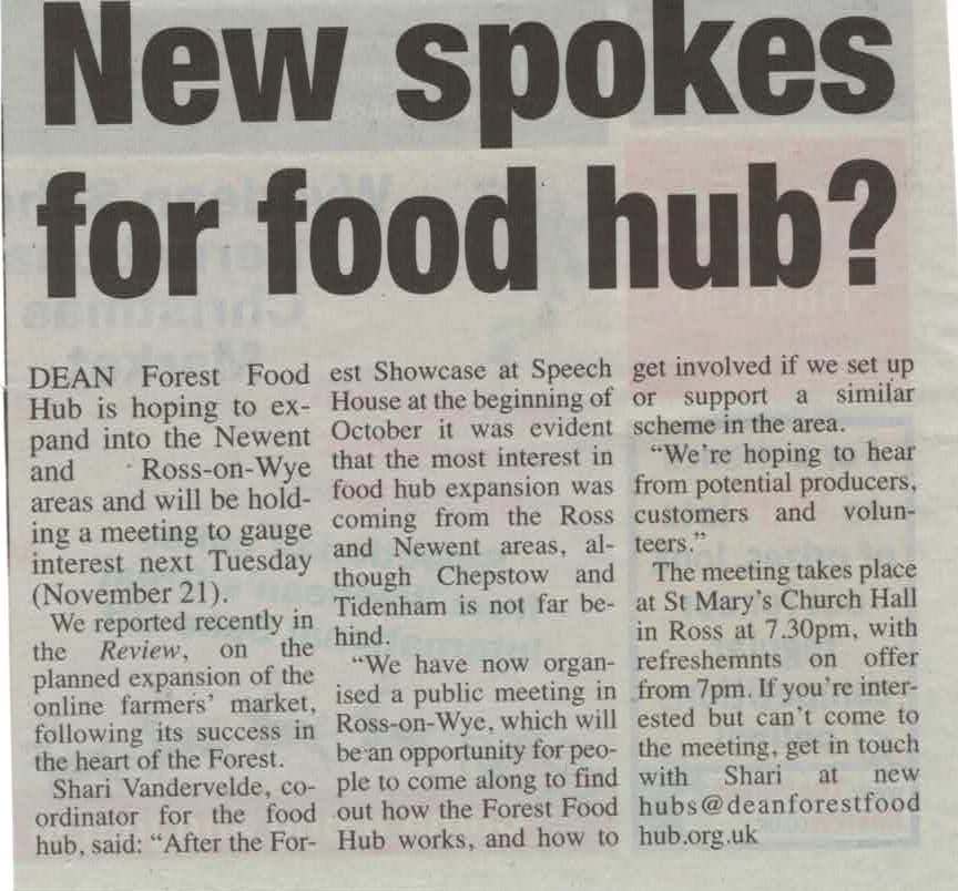 DFFoodHub's tweet photo. Thank you @DeanWyeNews for another lovely article, this time about our meeting TOMORROW at St. Mary's Church Hall Ross, for people in Ross / Newent who'd like a food hub there. Come and join in! https://t.co/MkfpGnOpc7