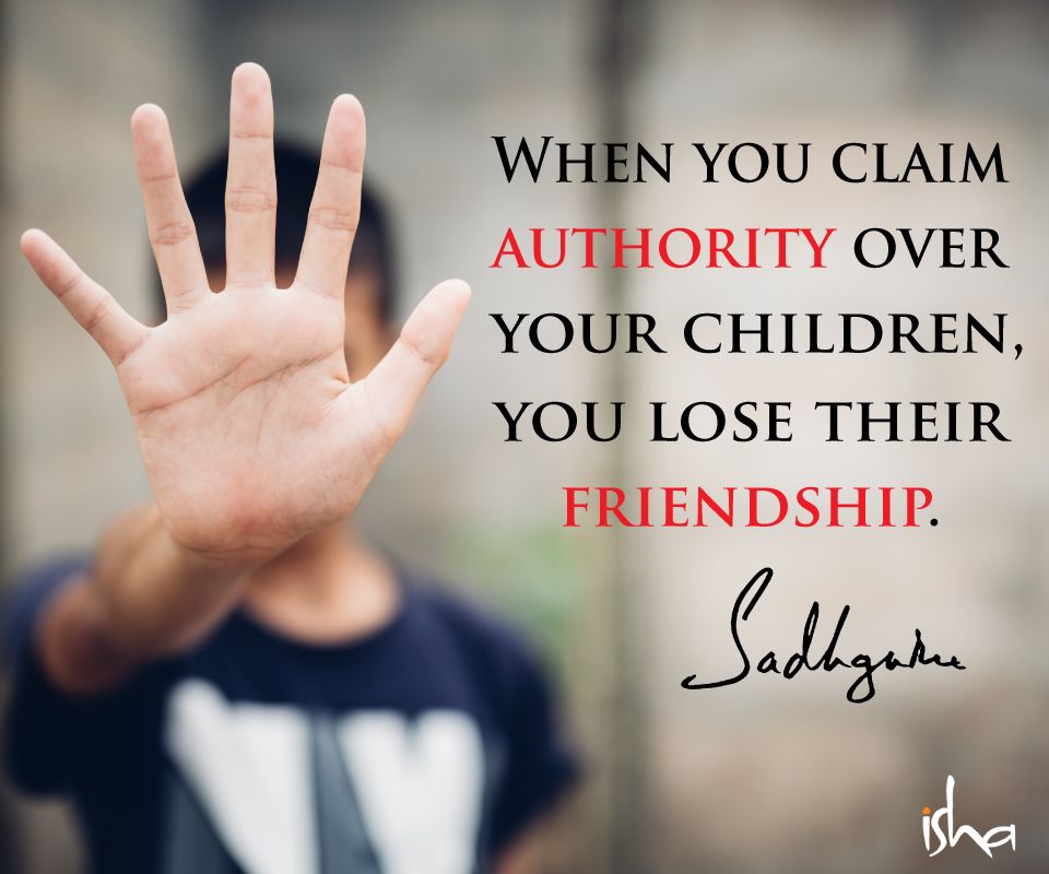 IshaUSA's tweet photo. "When you claim authority over your children, you lose their friendship." #Sadhguru

#UniversalChildrensDay #ChildrensDay #Children #SadhguruQuotes #Parenting https://t.co/t62OYd7H95