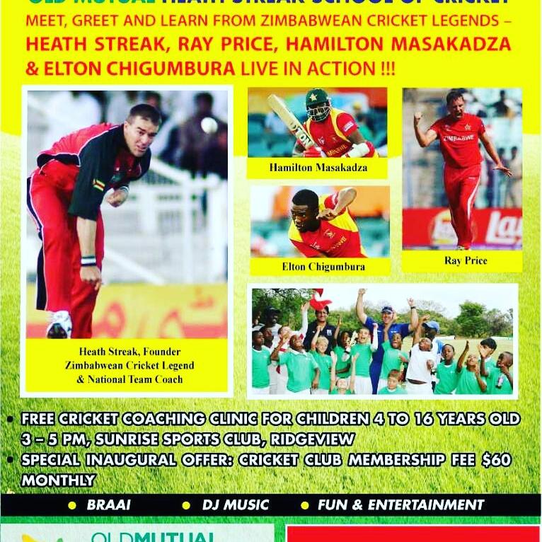 HStreakAcademy's tweet photo. 4 days left for the Grand Opening of Old Mutual Heath Streak school of cricket. Dont miss out on a chance to rub shoulders with some of Zimbwe Cricket greats. #heathstreak #zimbabwe #omhssc https://t.co/WyUeNhMJp9