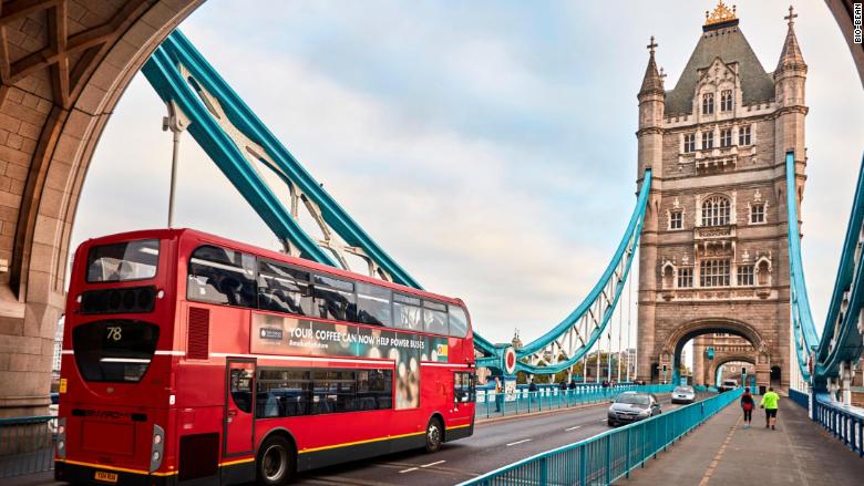 cnntech's tweet photo. London buses are being powered by a new fuel: Coffee ☕️https://t.co/6YSmWS4l23 https://t.co/PuI9dsRwZ8