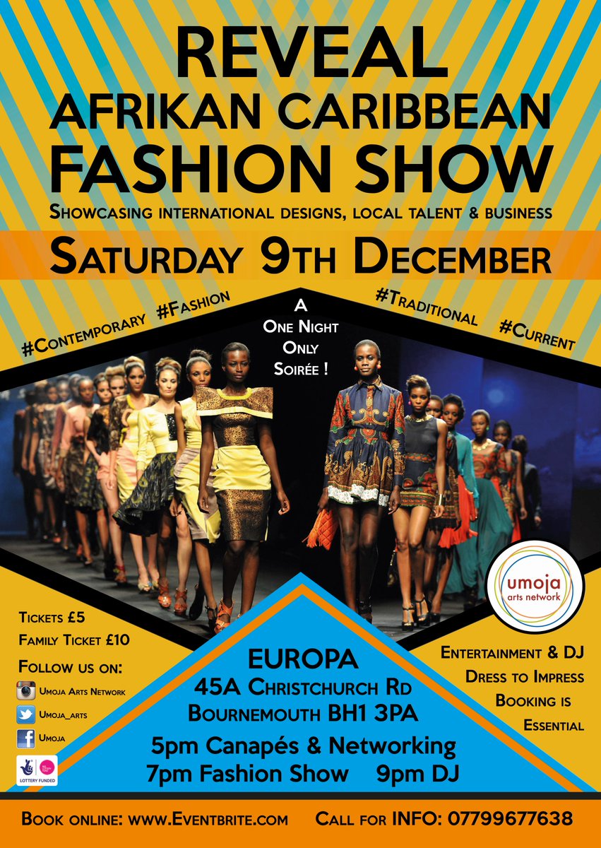 Umoja_Arts's tweet photo. Reveal Fashion Show - African Caribbean Fashion. #umojareveal@Umoja_Arts First come First serve for FREE. Handful of free tickets https://t.co/DAXgbCr2VO https://t.co/84hTrFmIOU