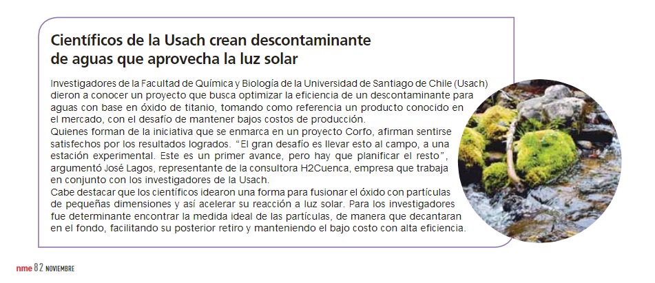 cmartinezf's tweet photo. Científicos de la @usach crean descontaminante de #aguas que aprovecha la luz solar en página 82 del número de #noviembre de @nuevamineria https://t.co/WCUku68nUj https://t.co/InVuGpOBnQ