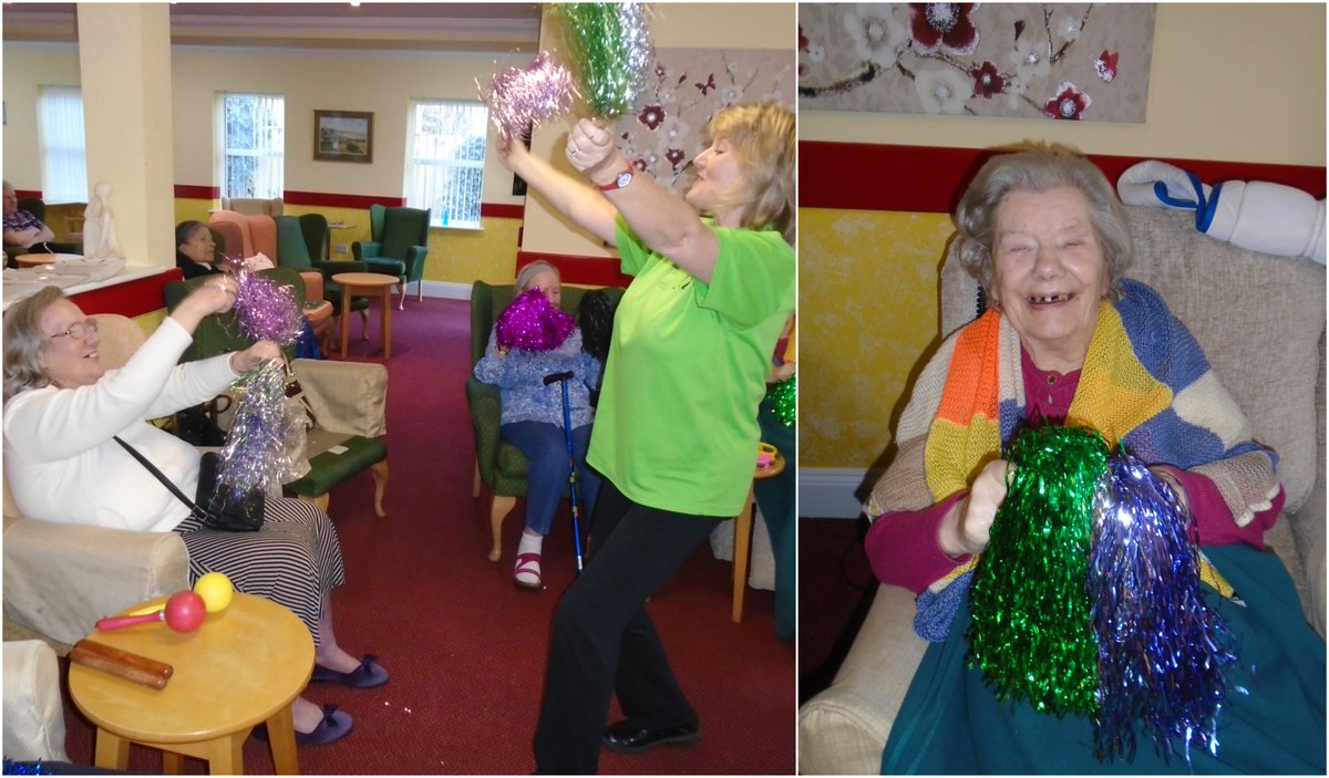 FairwaysHome's tweet photo. Ali from Music for Health came in for a music and movement session last week! 🎶🕺💃 The smiles and joy this session always brings our residents is wonderful 😄👍 Read more about why music is beneficial for care home residents here ➡️ https://t.co/6VLZ73EIEX https://t.co/rQxYrTrbtC