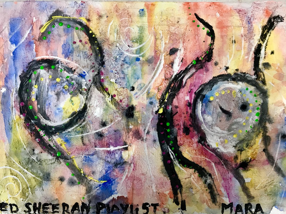 Marahowlingwolf's tweet photo. #abstractpainting #watercolorpainting #colour inspired by music by Ed Sheeran, painted unsung water colour on wood and tile adhesive ground. https://t.co/TTKkwJFCRu