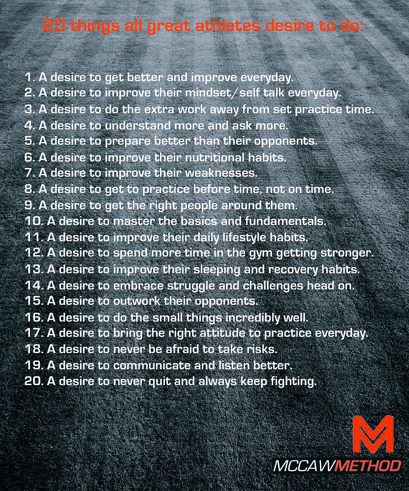 AllistairMcCaw's tweet photo. 20 Things all great athletes desire to do: https://t.co/BJlC81JB5j