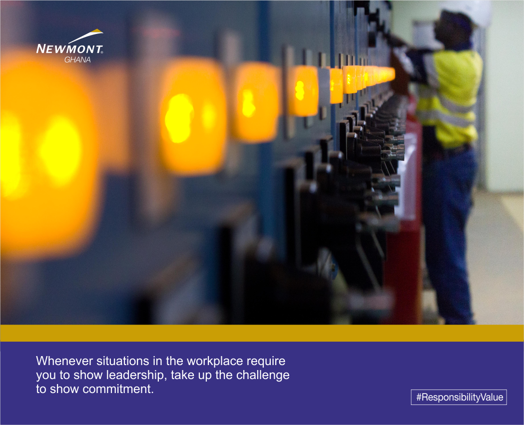 Newmont_Africa's tweet photo. Whenever situations in the workplace require you to show leadership, take up the challenge to show commitment. #ResponsibilityValue https://t.co/rZbu16YSNk