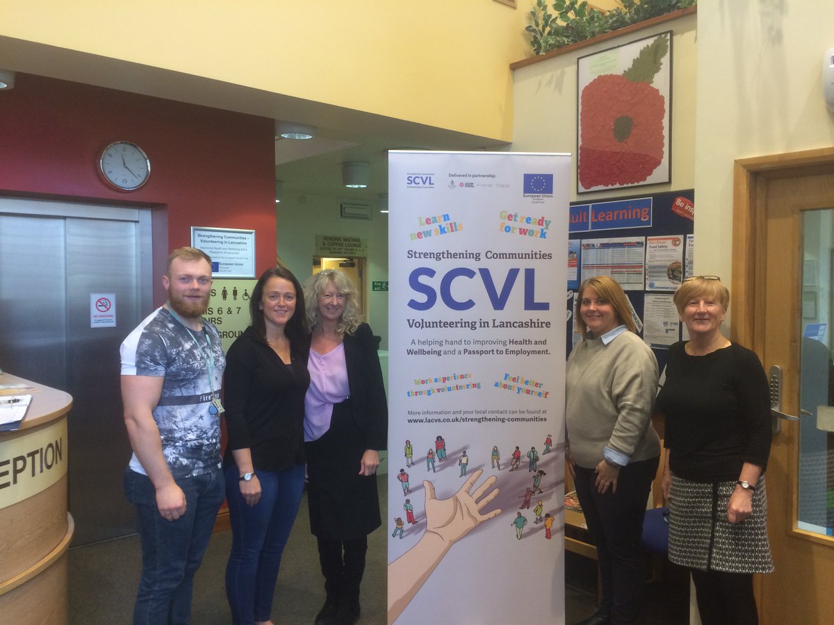 blackburndarwen's tweet photo. Some of the Neighbourhoods team supporting the Strengthening Communities Volunteering in Lancashire project.  A project aimed at moving people closer to work or training, part funded by ESF, led by @blackburndarwen and delivered in partnership across Lancashire. #OurDay https://t.co/JhJC0dS4oZ