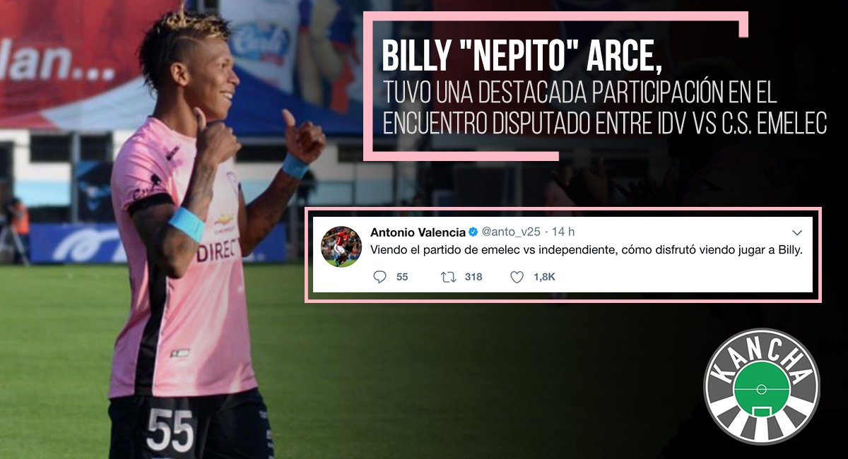 Kancha_Agency's tweet photo. Felicitamos a nuestro representado @NepitoBilly55 - Billy Arce, por su destacada actuación en su equipo IDV en el encuentro disputado este domingo frente a C.S. Emelec. 💯⚽
#buenaparticipación #jugadordestacado #buenmomento #jugadorkancha #kancha #kanchaec #somosdistintos https://t.co/EUBlI8C6Yo