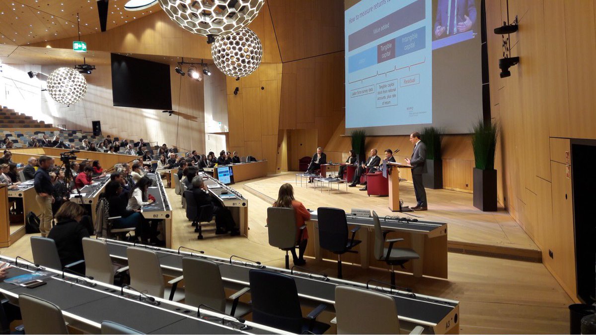 UKMissionGeneva's tweet photo. UK @ World Intellectual Propery Report 2017 Launch.
#WIPR2017 shows intangible capital #IP is third of total value of manufactured products.
Crucial for important work between @The_IPO and @WIPO: https://t.co/IOAIMMWXIK https://t.co/i9NvOhaTqU