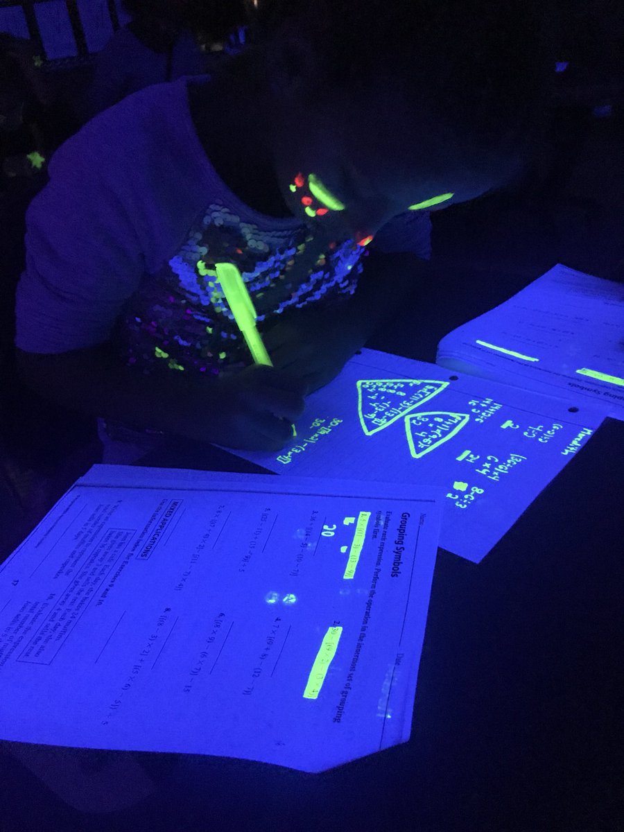 JeremyMcGintyKY's tweet photo. Have I mentioned how much I LOVE black light math?! The students are 100% engaged and they are having fun at the same time. Win-win for all! #TLAP #ditchbook https://t.co/2zhxjfiO8i