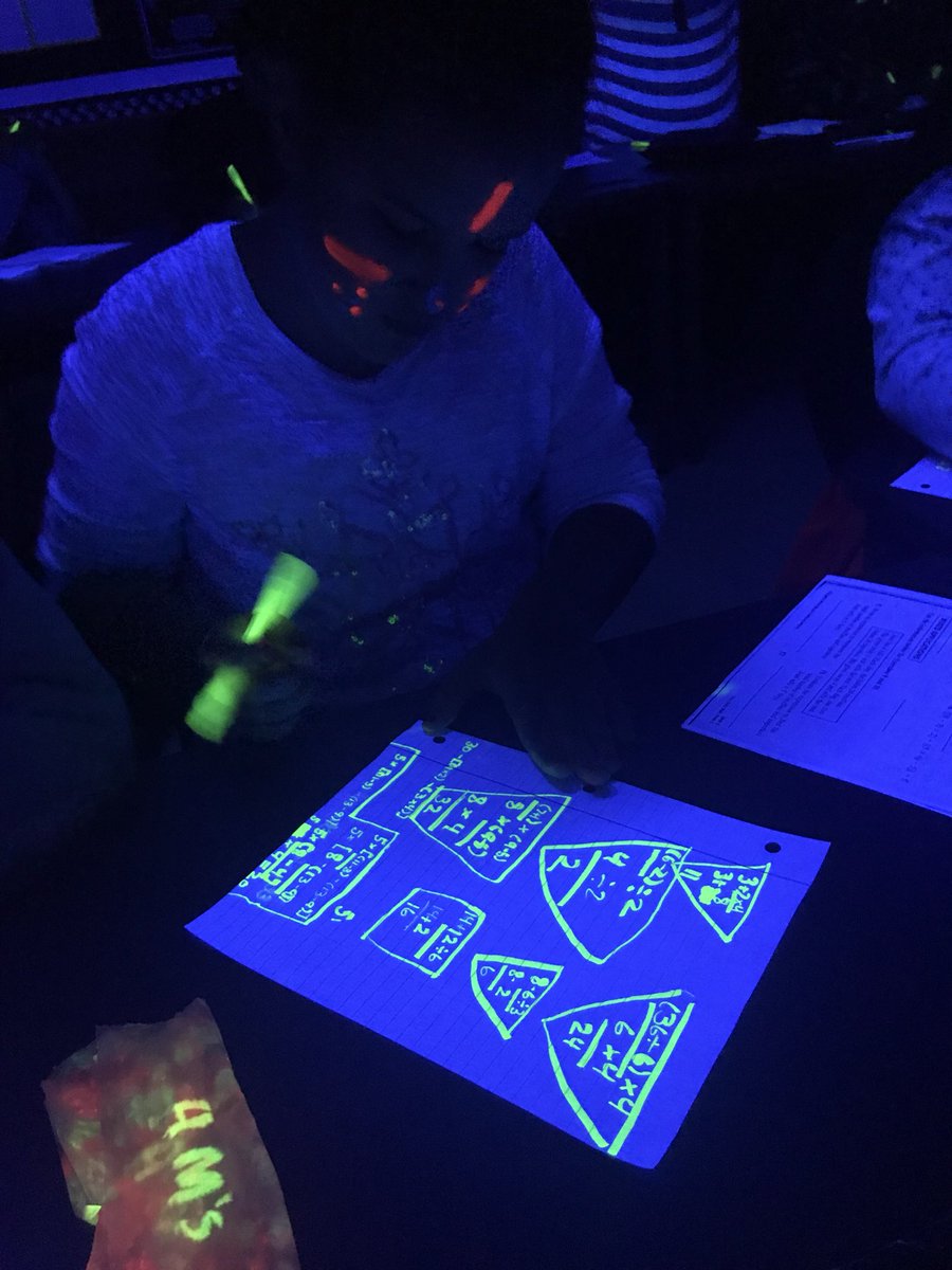 JeremyMcGintyKY's tweet photo. Have I mentioned how much I LOVE black light math?! The students are 100% engaged and they are having fun at the same time. Win-win for all! #TLAP #ditchbook https://t.co/2zhxjfiO8i