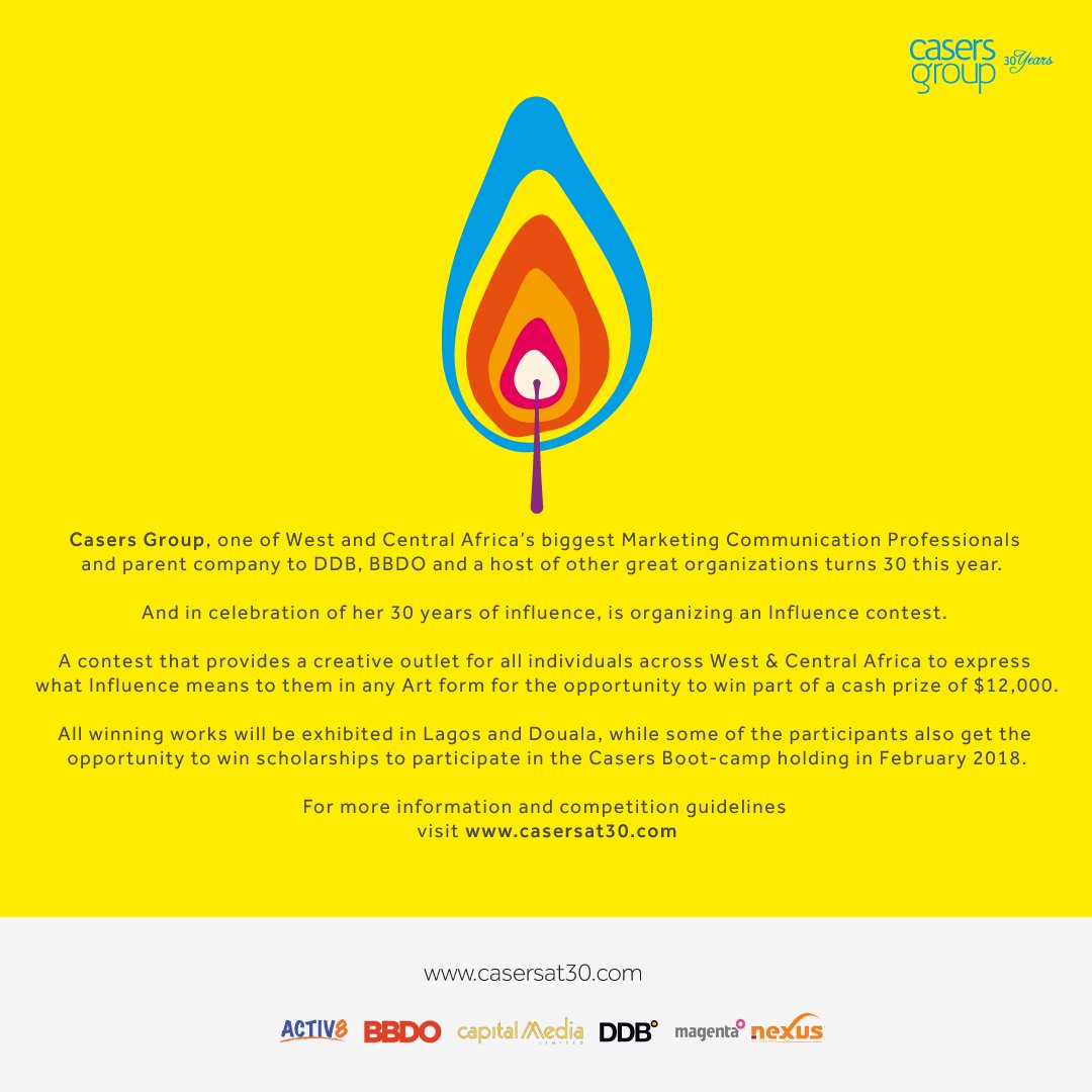 Casers_Group's tweet photo. Win your share of $12,000 and get yourself an early holiday gift.

Express what the word “INFLUENCE” means to you in any art form possible and submit at https://t.co/TNsddDFOD1 that’s all!

Deadline November, 24th. 
#CasersGroup #CasersAt30 #30YearsofInfluence #Influence https://t.co/p3eT4gvCUI
