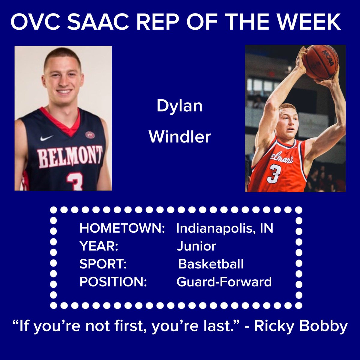 theOVCSAAC's tweet photo. This week’s OVC SAAC Reps come from Belmont University! Meet Dylan Windler & Ellie Ivancich of @GoBelmontBruins #OVCSAAC #OurVoice https://t.co/SDC2Lnvmp3