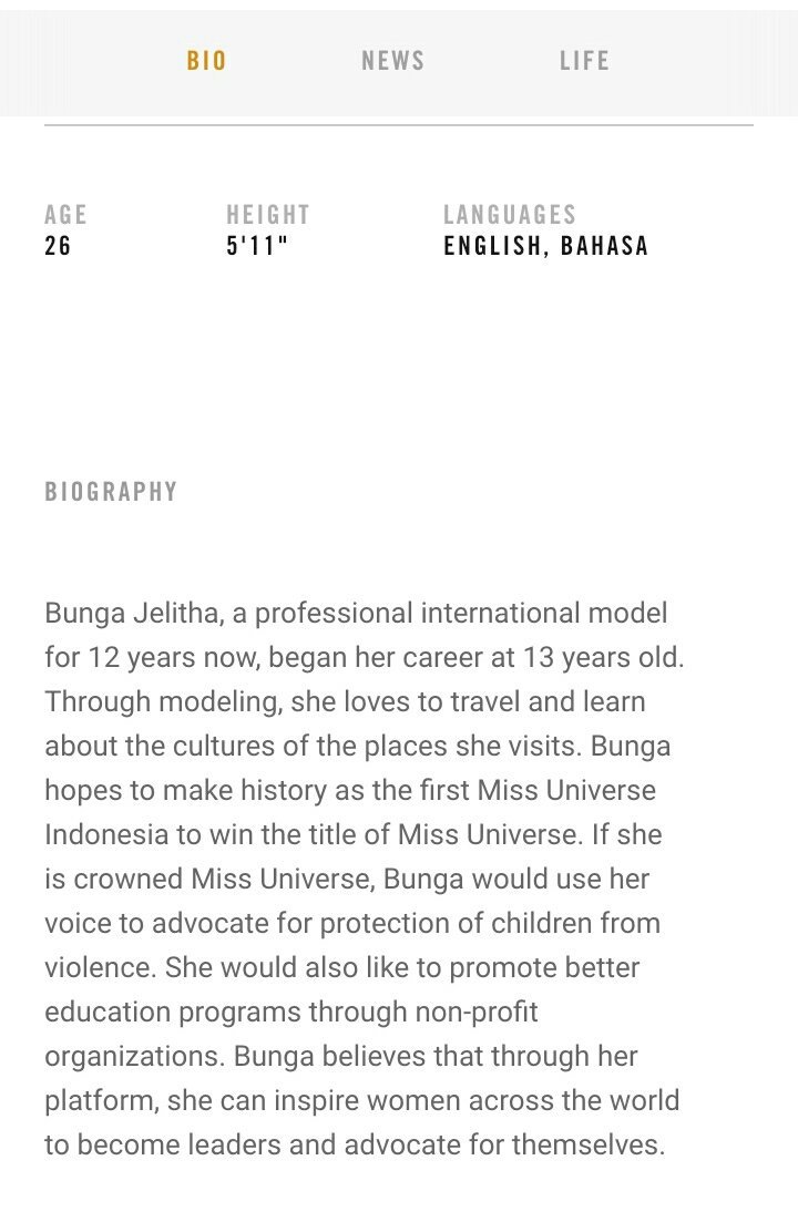 #MissUniverse 
#Indonesia
Have you vote Bunga at missuniverse.com? Here's her profile :