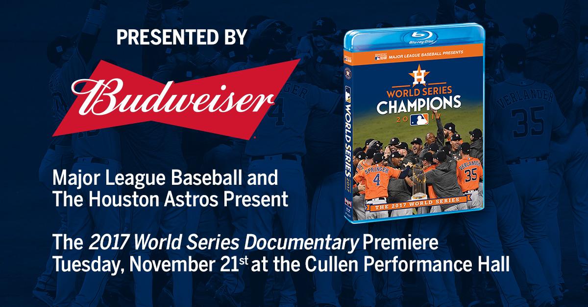 astros's tweet photo. 🚨 giveaway time! 🚨

RETWEET for a chance to win a pair of tickets to tomorrow's Orange Carpet Premiere of our World Series Documentary! Event is at 6pm, show begins at 7pm at Cullen Performance Hall. More info:  https://t.co/oRva7JaV3n https://t.co/Pxm5pz9IGU